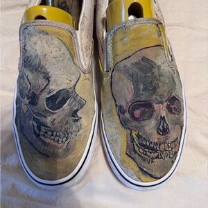 Men's Vans Slip-On Sneakers with Van Gogh Skull Design